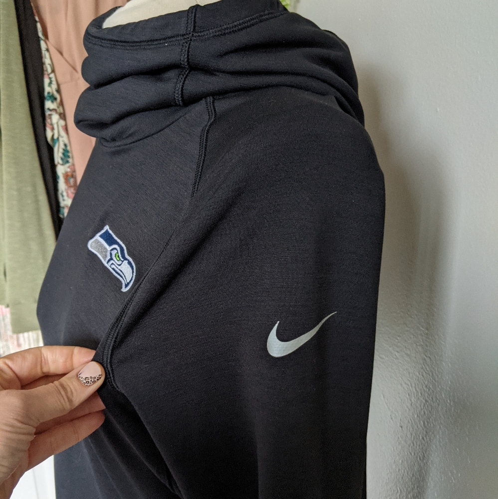 (Nike) Golf Black Seahawks Thumbhole Hoodie Large - Picture 4 of 12